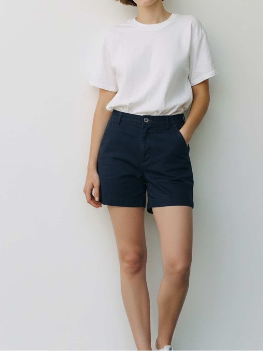 Banana Republic Navy High-Rise Chino Flat-Front Tailored Shorts